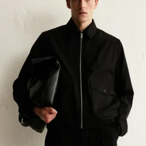 threadz empire men’s urban utility denim jacket – black & blue with front 2 pockets — stylish and trendy jacket for men's